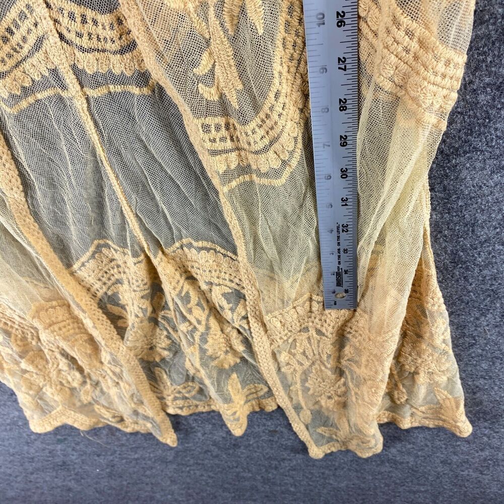 5/$45 Top Women One Size Beige Floral Embroidered Sheer Tie Up Cover Up - Picture 6 of 8